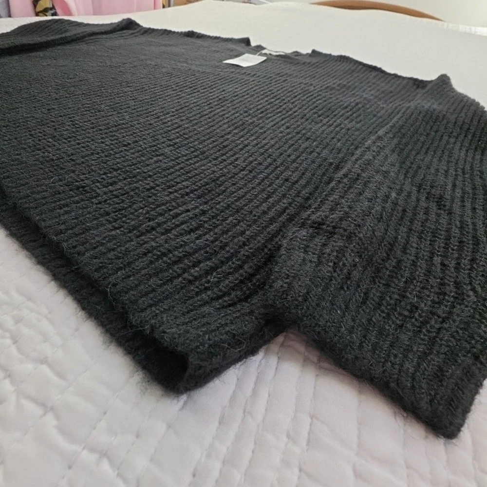 Madewell Alpaca Blend Sweater Women L Large True Black NEW Long Sleeve Crew Neck